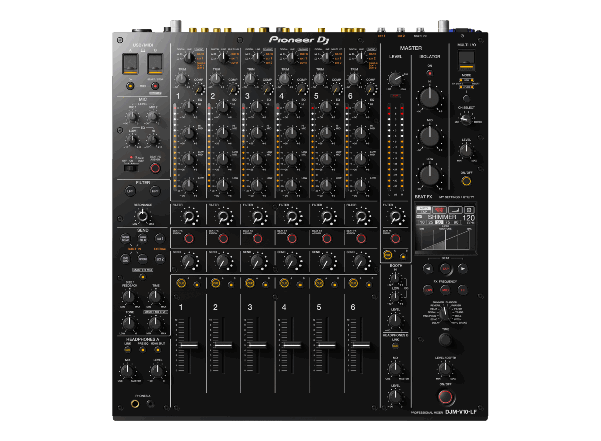Pioneer DJM-V10-LF – 6-Channel Professional DJ Mixer with Long Faders
