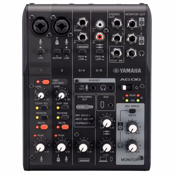 Yamaha AG06 MK2 3-Channel Live Streaming Mixer w/ USB Audio Interface (Black)