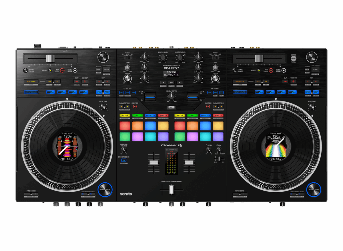 Pioneer DDJ-REV7 – Professional 2-Channel Battle DJ Controller with Motorized Platters