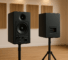Active and passive speakers side-by-side in an Australian studio setup.